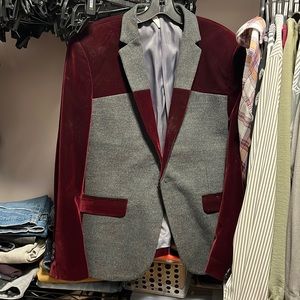 MOGU Mens 1Button wool blend blazer jacket